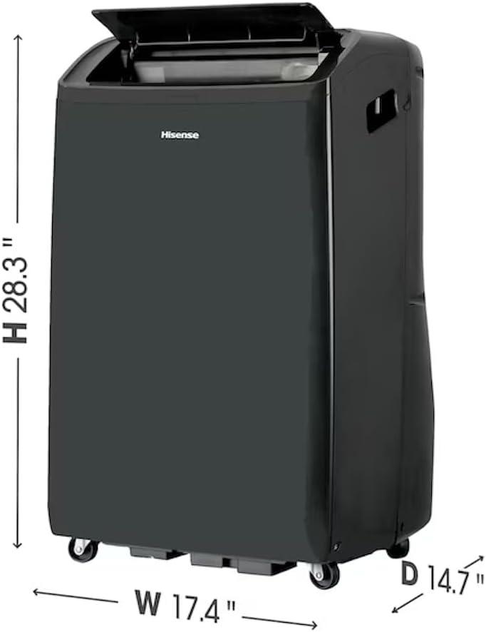 HiSense Hisense 10,000 BTU Smart Portable Inverter Air Conditioner with Quiet, High Efficiency Operation and Wi-fi Controls, AC Unit for Apartment, Living Room, Medium Rooms up to 450 Square Feet in Black