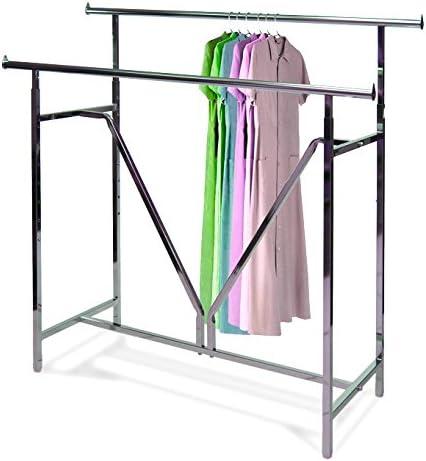 Chrome Adjustable Heavy Duty Double Bar Garment Rack