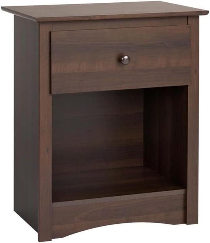 Fremont Nightstand Espresso - Prepac: Wood Composite Bedside Table with Drawer, 5 Year Warranty