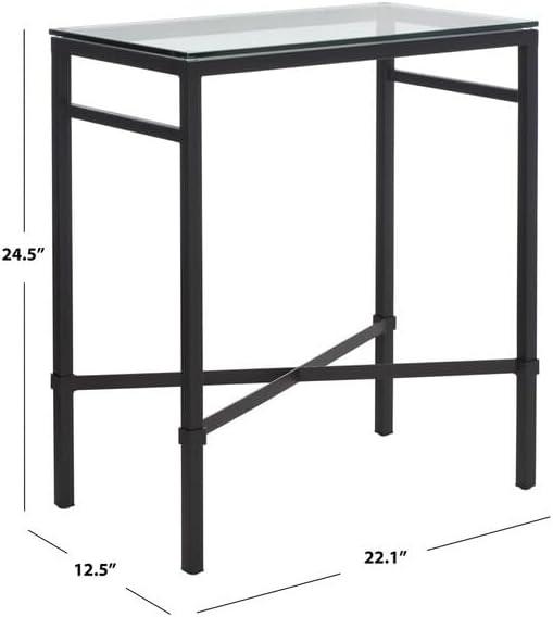SAFAVIEH Couture Viggo Glam Glass Top Metal Side Table, Black
