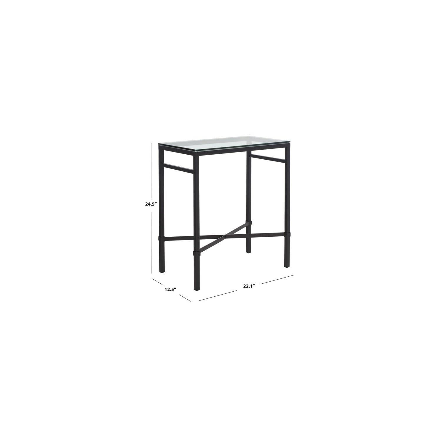 SAFAVIEH Couture Viggo Glam Glass Top Metal Side Table, Black