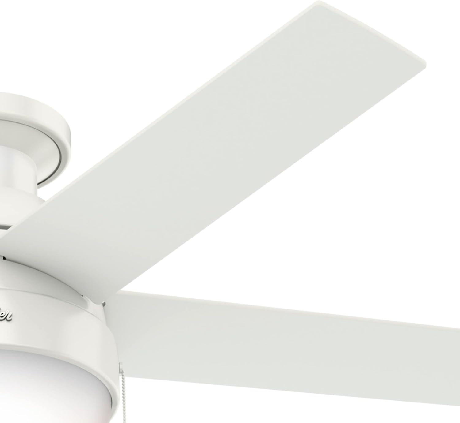 46" Anslee 5 - Blade LED Flush Mount Ceiling Fan with Pull Chain and Light Kit Included