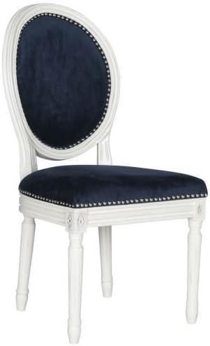 Holloway 19''H French Brasserie Oval Side Chair (Set of 2) - Navy/Cream - Safavieh