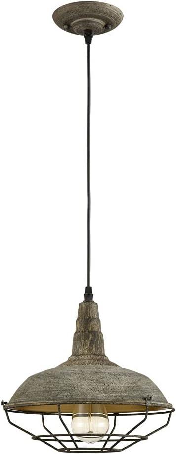 Rustic Green Metal Barn Pendant Light with Adjustable Cord