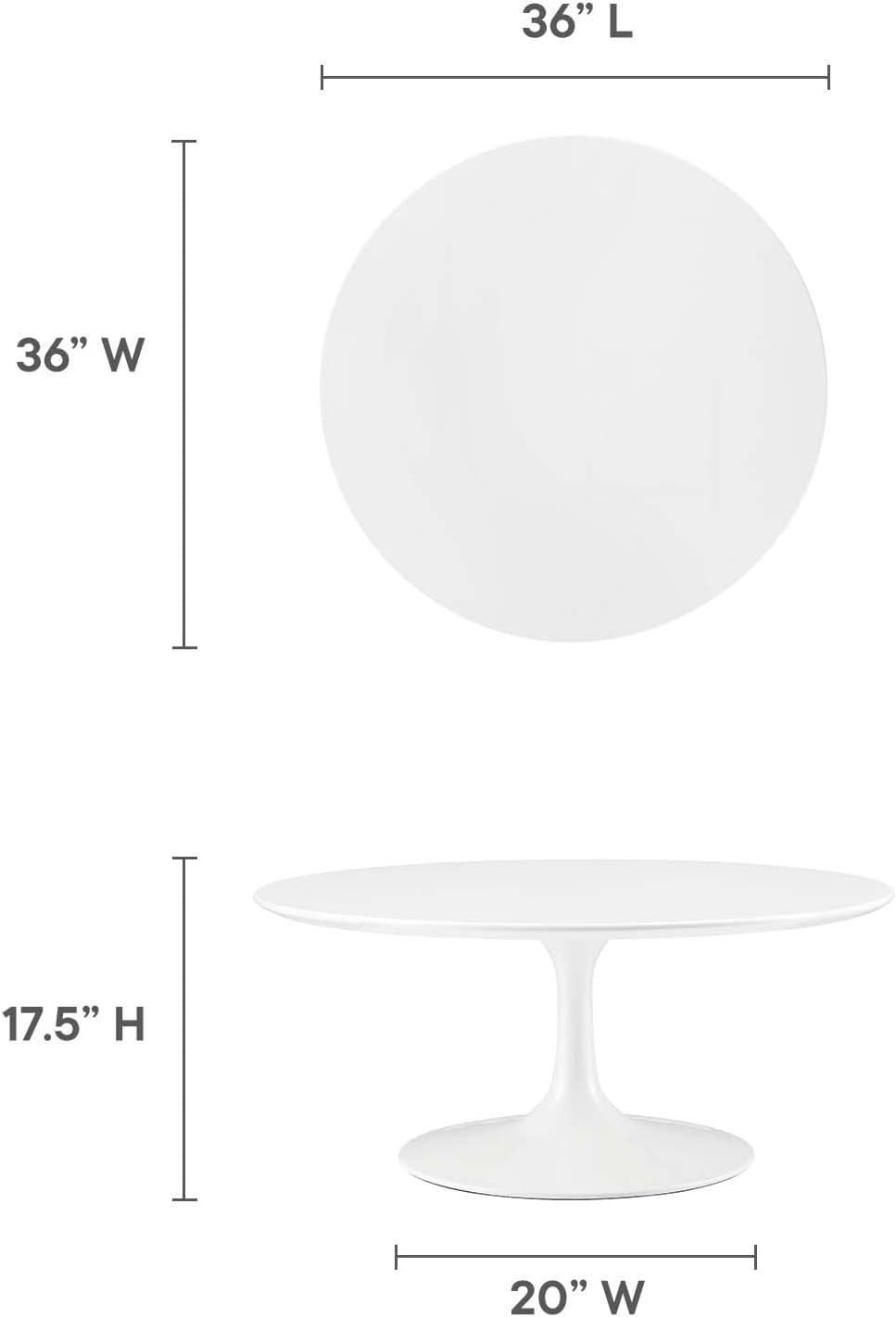 Modway Lippa 36" Round Wood Coffee Table in White