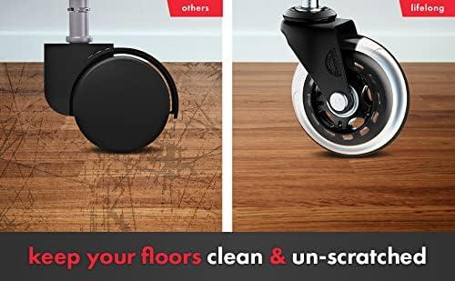 Office Chair Caster Wheels Replacement Rubber Chair casters for Hardwood Floors and Carpet, (Set of 5) Heavy Duty Office Chair casters for Chairs to Replace Office Chair mats Universal fit