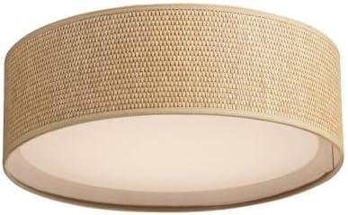 Maxim Prime 16" Wide Coastal Modern Grass Cloth Drum LED Ceiling Light