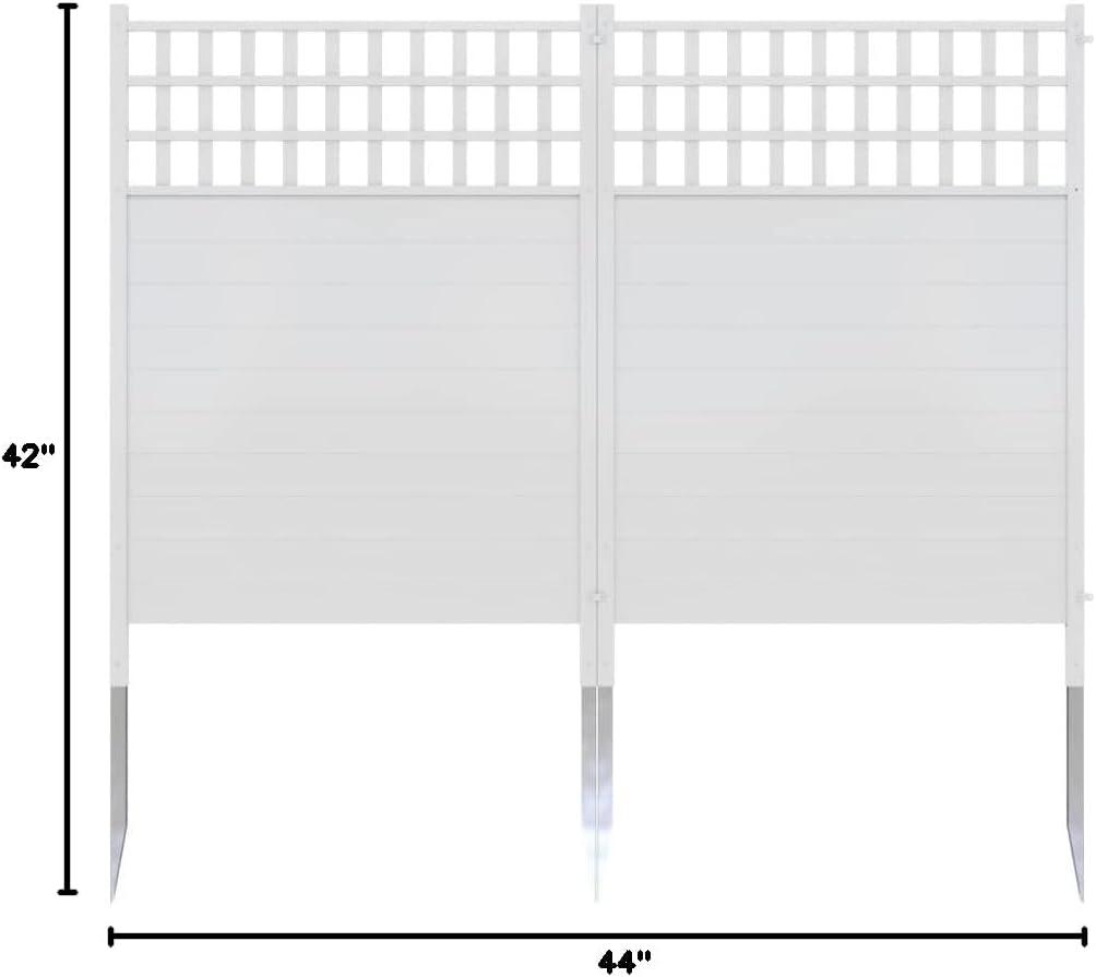 44in H x 42in W (2 Panels) No Dig Zippity Keswick Privacy Fence and Screen Kit, White Vinyl Privacy Fence, Outdoor Privacy Screen Panels for Yard, Trash Can Enclosure, Air Conditioner Fence ZP19060