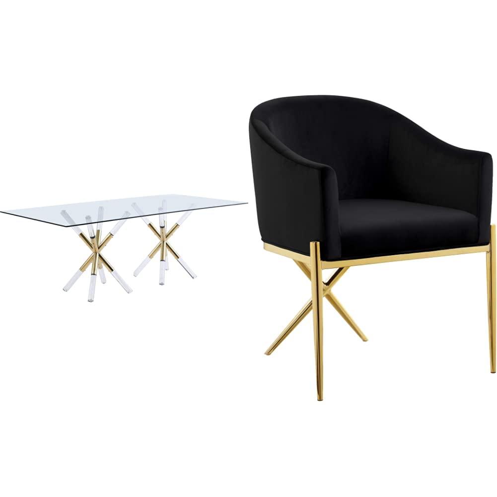 Meridian Furniture Mercury Rectangular Tempered Glass Top Dining Table