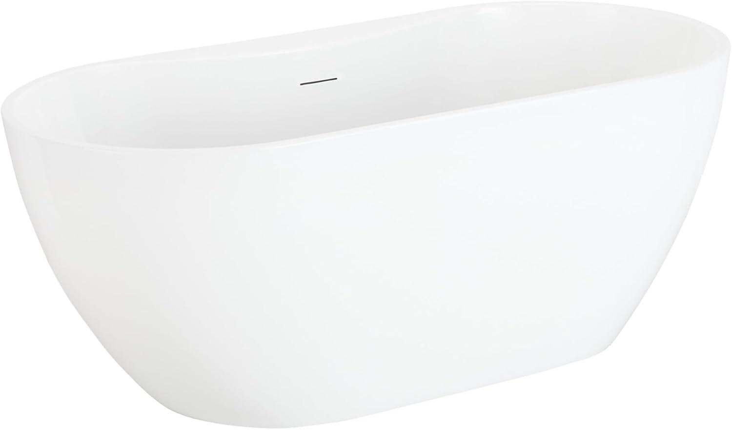 Hibiscus Oval Acrylic Soaking Freestanding Tub with Integrated Drain, Overflow and Tap Deck