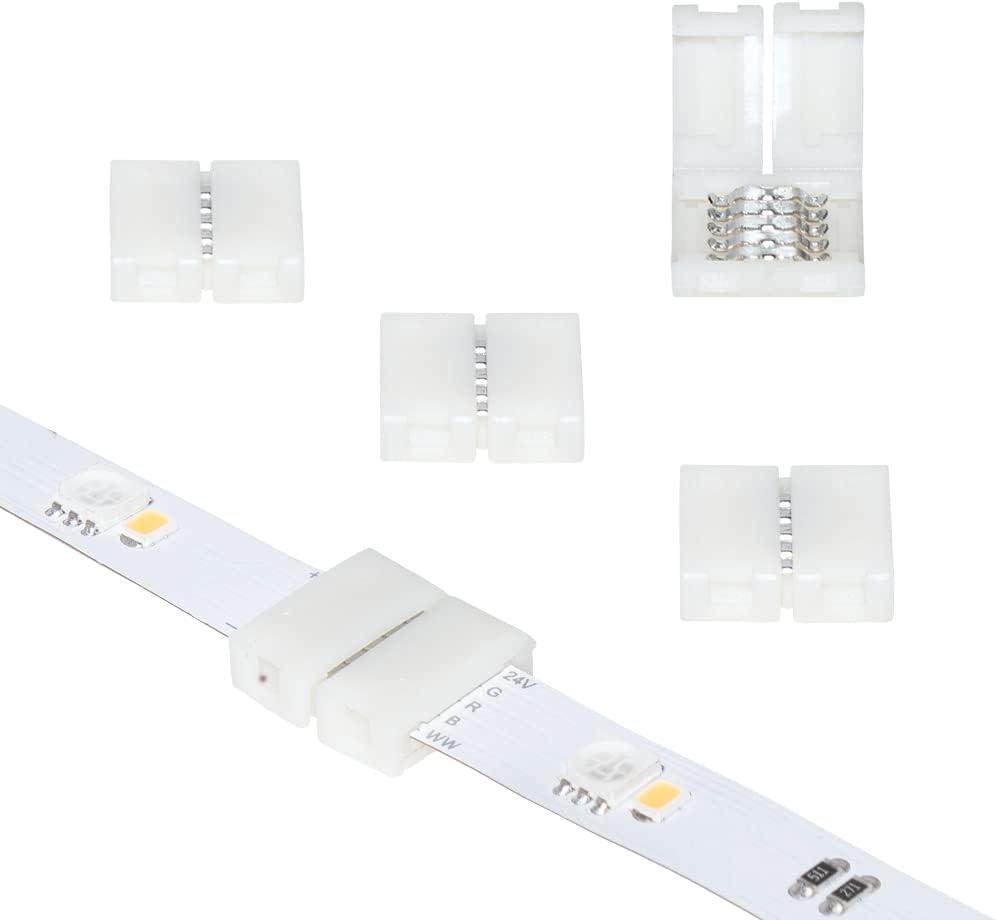 5 Pin RGB+W LED Strip Light Tape to Tape Splice Connectors, 5 Pack