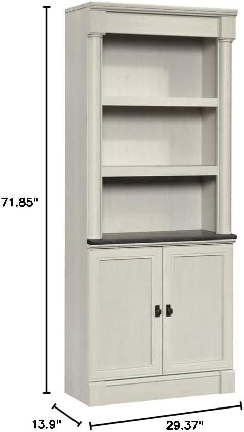 Sauder 71.85"Palladia Library with Doors Glacier Oak: Adjustable, Laminated, 5-Shelf Storage: Metal Hardware, MDF Frame