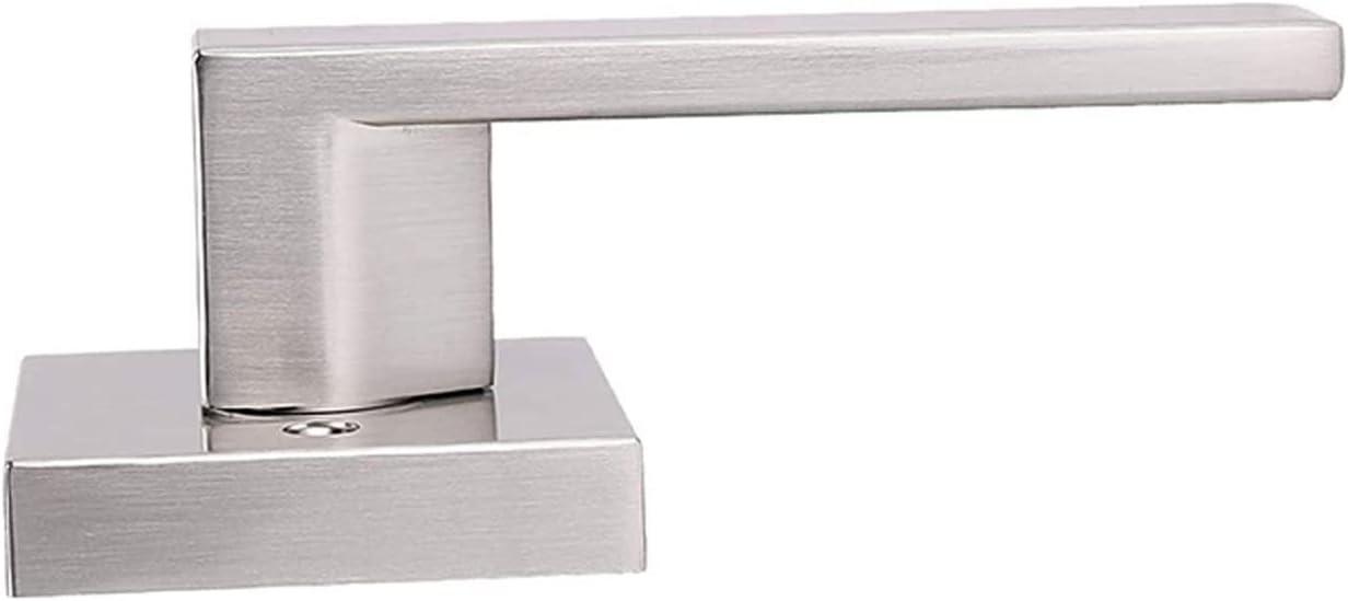 SARTODOORS Pack of 2 Modern Square Satin Nickel Dummy Handle/Non-Turning Single Side Lever for Closet French Doors Heavy Duty