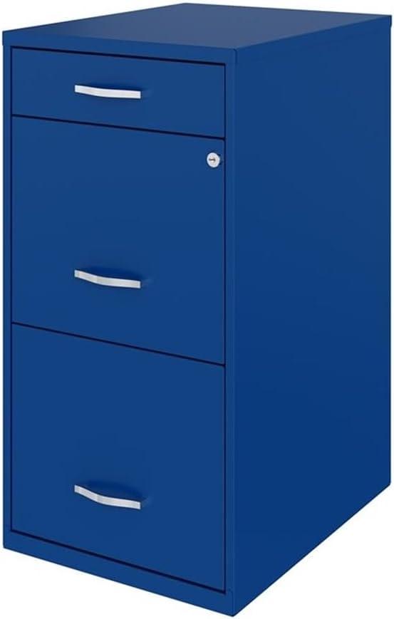 Space Solutions 3 Drawer Letter Width Vertical File Cabinet with Pencil Drawer, Blue