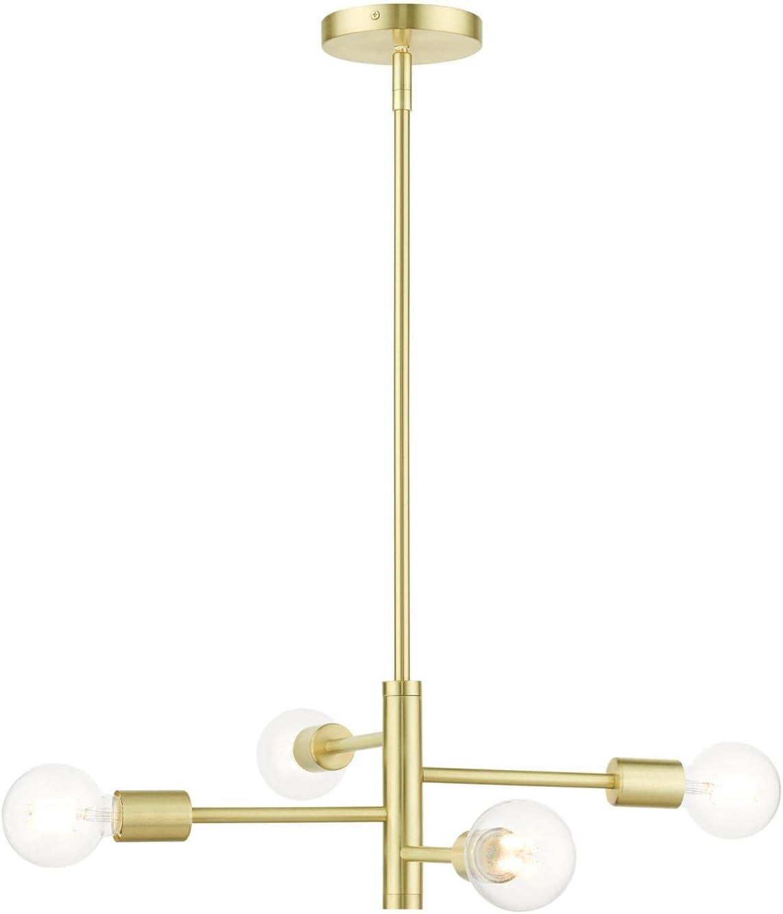 Satin Brass Mini 4-Light Asymmetrical Chandelier