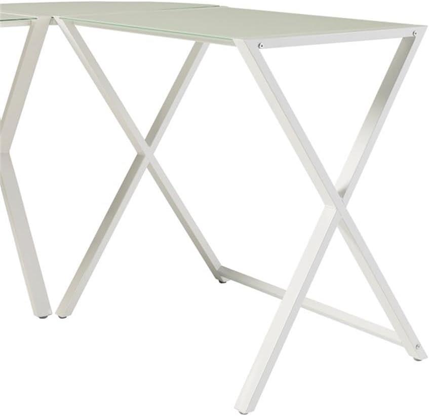 Walker Edison 51" L-Shaped Computer Desk with X-Base in White