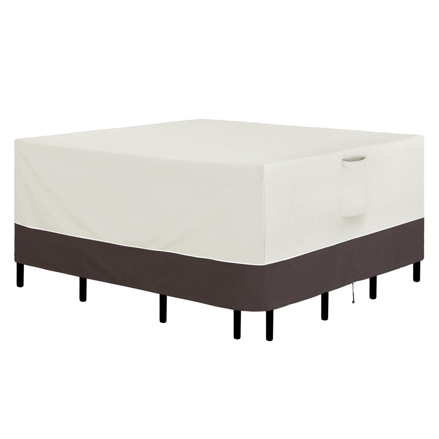 Arlmont & Co. Patio Furniture Cover 76"X76" Square Outdoor Table And Chair Set Covers Waterproof UV Resistant Outdoor Sectional Sofa Set Covers, Beige/Brown