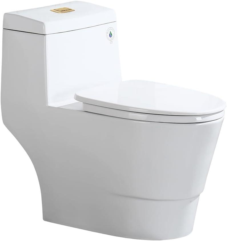 1.28 GPF Round Compact One Piece Dual-Flush Toilet with Soft-Closing Seat,MAP Flushing 1000G