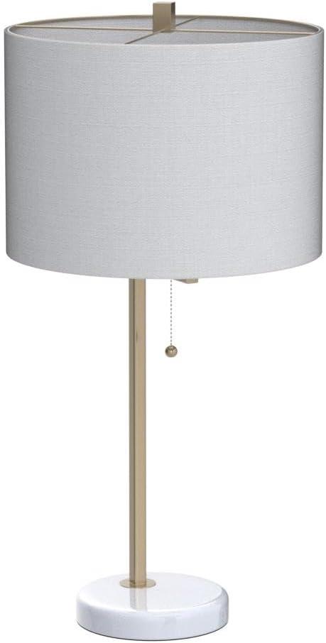 24.5" Metal/Marble Alyssa Table Lamp with Pull Chain, Marble Base - JONATHAN Y