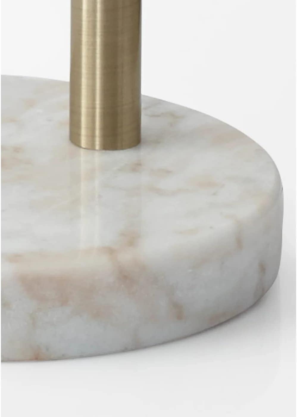 73.5" Bowery Arc Lamp Antique Brass - Adesso: White Marble Base, Off-White Shade, ETL Listed