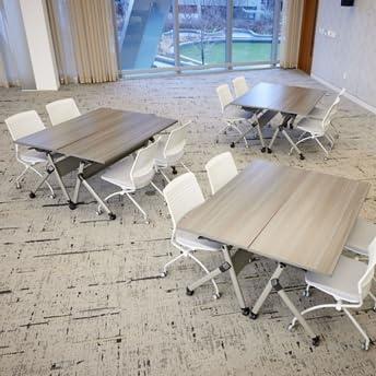 72" Warm Ash Laminate Flip Top Conference Table with Brushed Nickel Legs