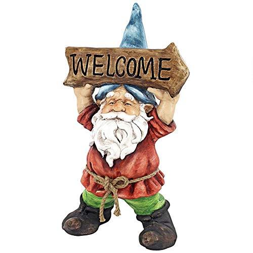 Welcoming Willie Garden Gnome with Welcome Sign