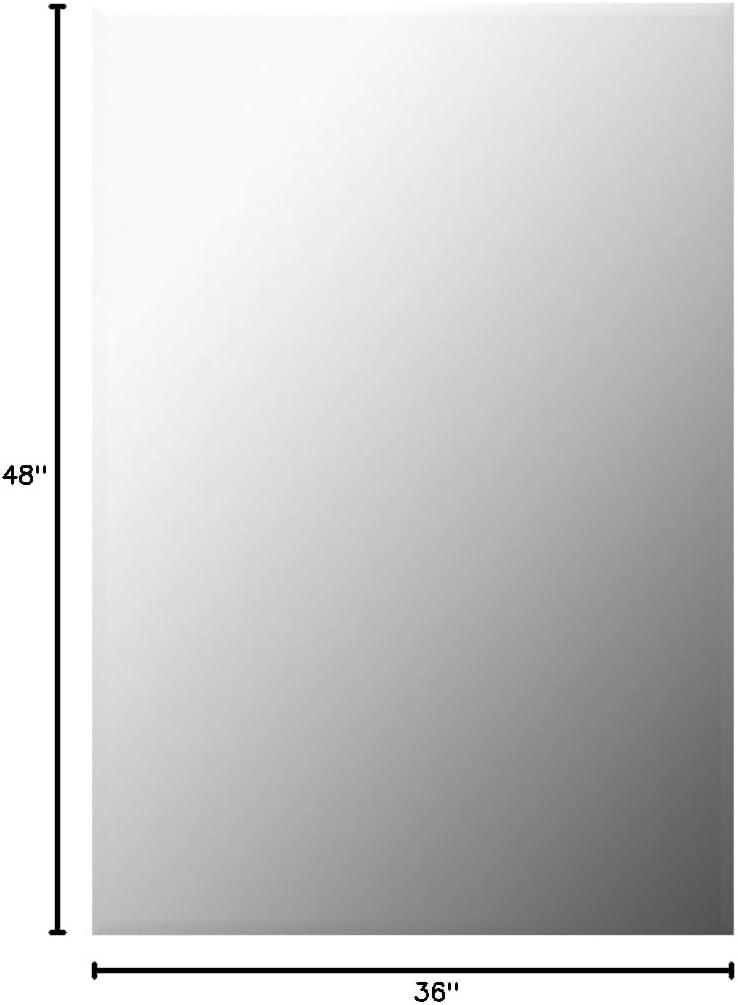 36"X48" inch Clear Rectangle Beveled Polish Frameless Wall Mirror with Hooks