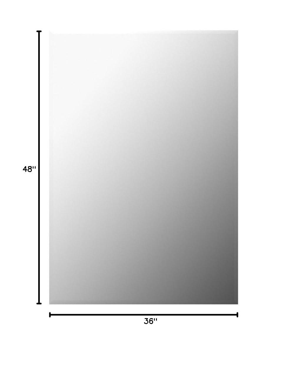 36"X48" inch Clear Rectangle Beveled Polish Frameless Wall Mirror with Hooks