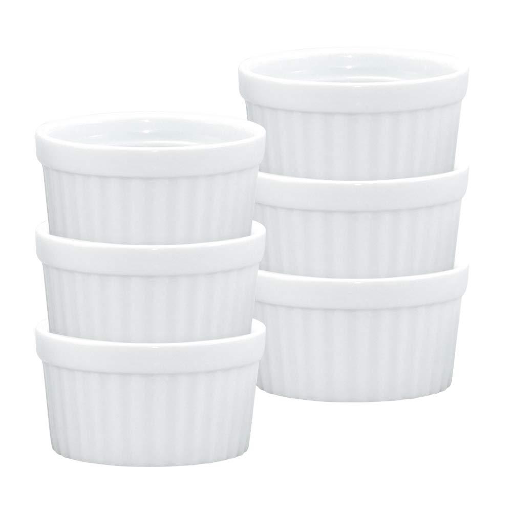 HAOTOP Mini Ramekins 1 oz 30 ml Porcelain Souffle Dish, Small Dipping Sauce, Dessert Cups Set, Oven Safe, Set of 6