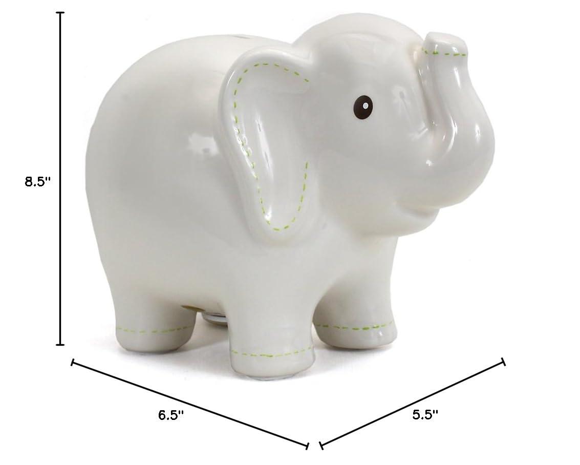 Child to Cherish Large Stitched Elephant Bank, White