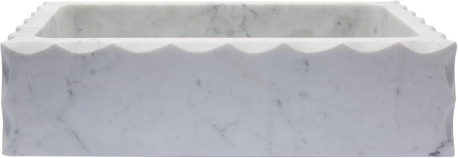 EB-S037CW-H Antique Rectangular Carrara Marble Vessel Sink Honed