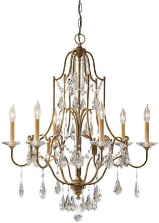 Valentina Oxidized Bronze 6-Light Crystal Candle Chandelier