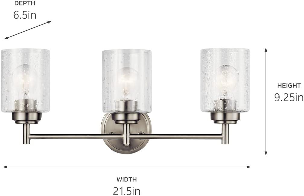 Kichler Winslow 21.5" 3 Light Brushed Nickel Vanity Light with Clear Seeded Glass Shades