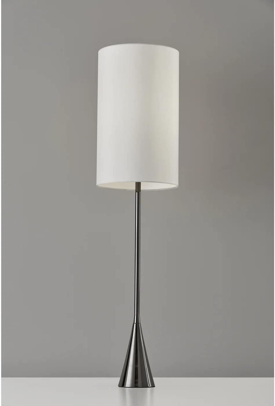 Bella Black Nickel Table Lamp with White Shade