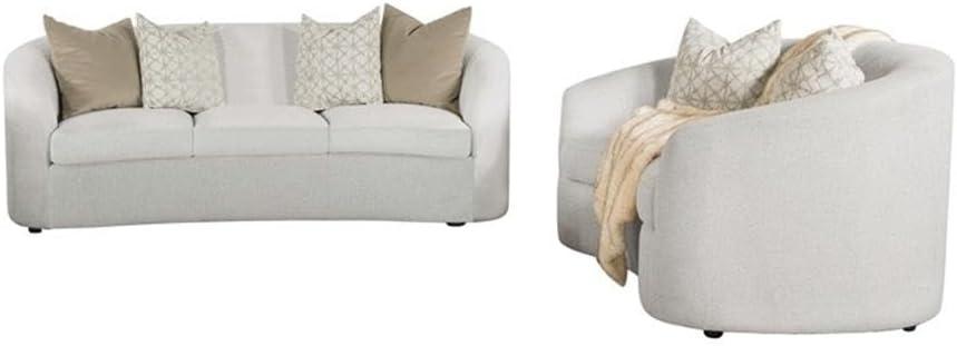 Latte Boucle Fabric 2-Piece Curved Sofa and Loveseat Set