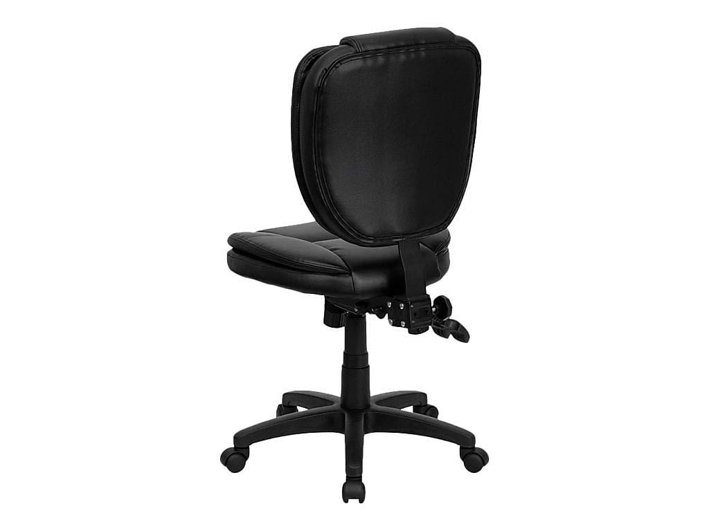 Flash Furniture Mid-Back Black LeatherSoft Multifunction Swivel Ergonomic Task Office Chair with Pillow Top Cushioning