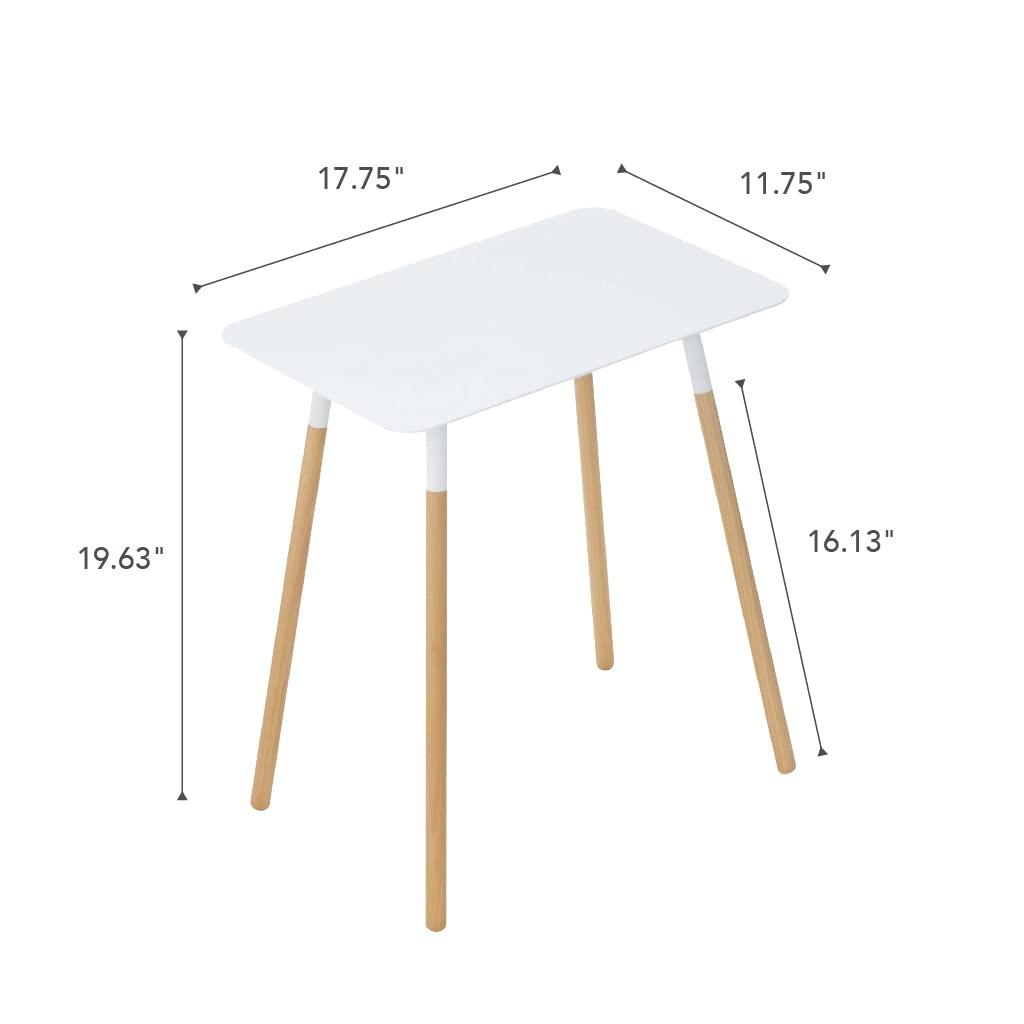 Yamazaki Home Modern Rectangular Side Table For Living Room Or Small Bedside Steel + Wood End Table