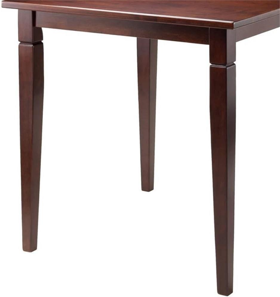 Winsome Kingsgate Dining Table Routed with Tapered Leg Walnut: Hardwood Square Kitchen Table for 4, Modern Style