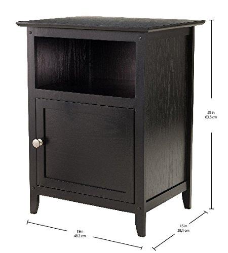 Winsome End Table - Black: Hardwood Frame, Wood Veneer Top, Living Room Accent Table with Shelf