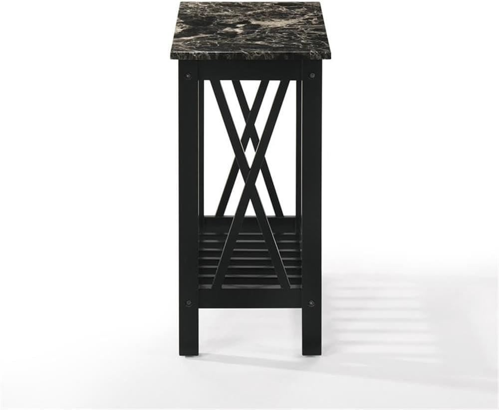 New Classic Furniture Eden 1-Shelf Faux Marble & Wood End Table in Black