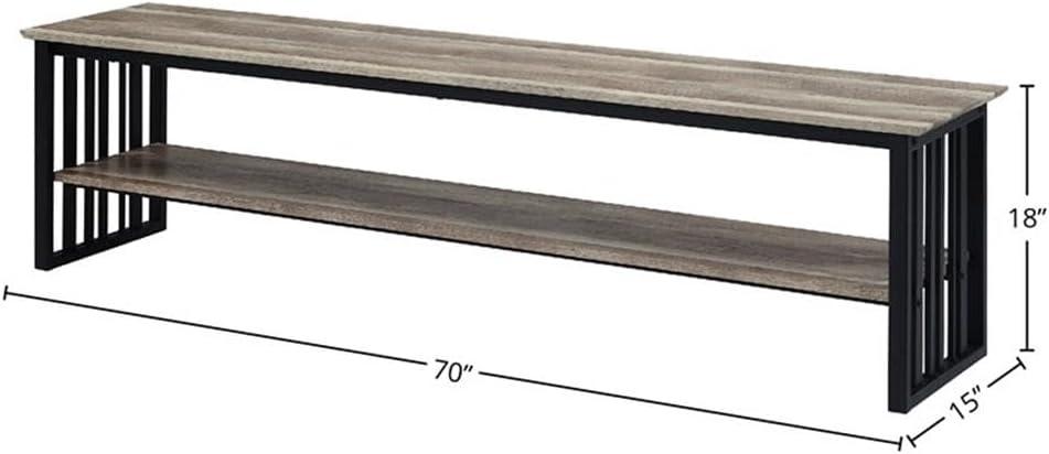70" Zudora Tv Stand and Console Oak and Sandy Black Finish - Acme Furniture