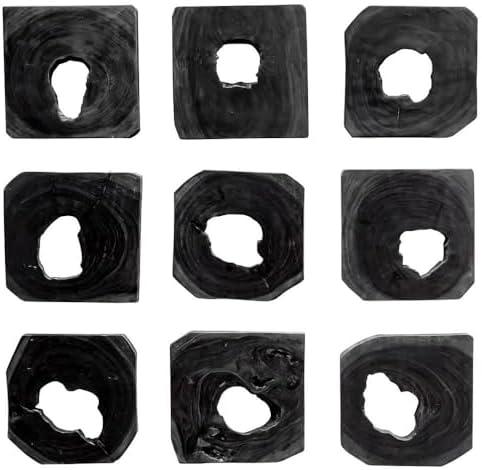 Bahati 16" Ebony Wood Contemporary Wall Art Set of 9