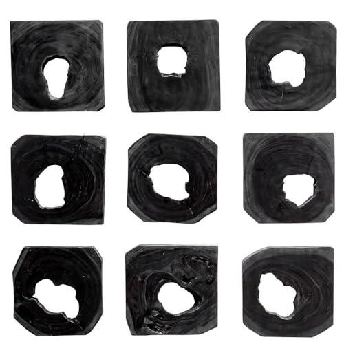 Bahati 16" Ebony Wood Contemporary Wall Art Set of 9
