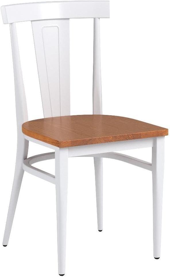 KARMAS PRODUCT Modern White Armless Dining Chairs Set of 2 --Heavy Duty Wood Seat and Iron Frame Kitchen Side Chairs for Restaurant Cafe Bistro,Ergonomic Design,Comb Back