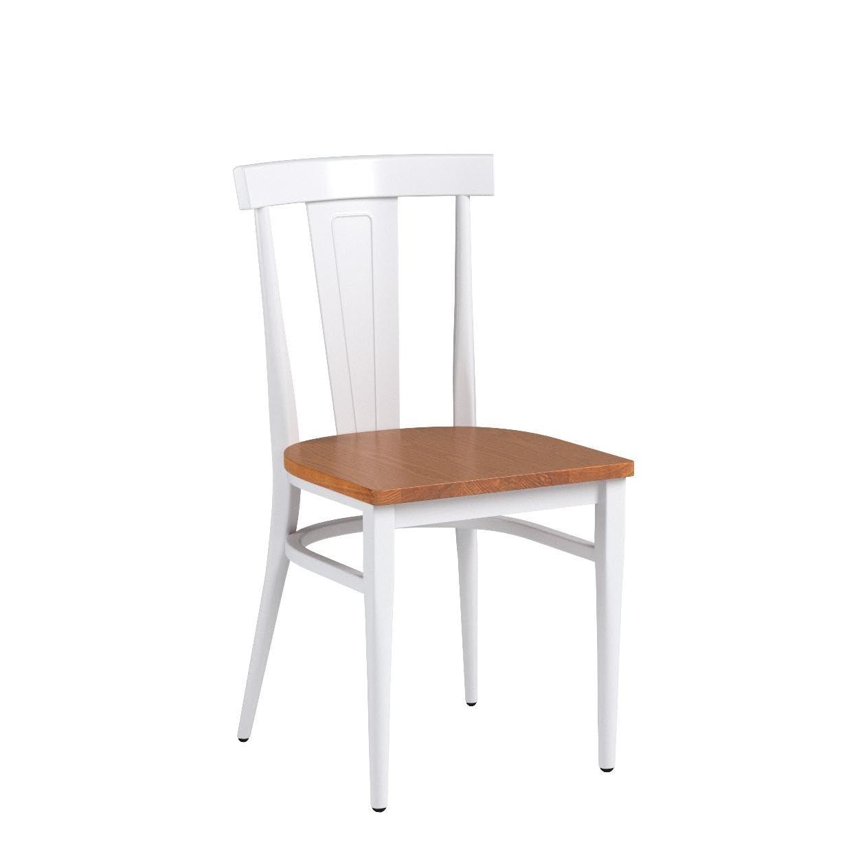 KARMAS PRODUCT Modern White Armless Dining Chairs Set of 2 --Heavy Duty Wood Seat and Iron Frame Kitchen Side Chairs for Restaurant Cafe Bistro,Ergonomic Design,Comb Back
