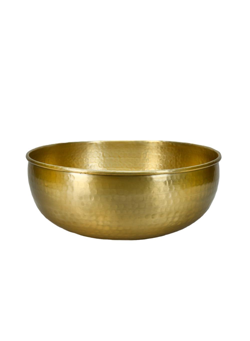 Serene Spaces Living Lightweight Antique Brass Decorative Bowl - Elegant Potpourri Catchall for Diwali Home Décor, Entryway and Dining Table, 2.75" Tall & 7.5" Diameter