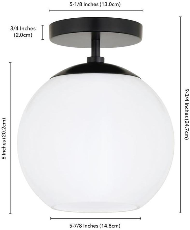 Bartlett Matte Black and White Glass Semi Flush Mount