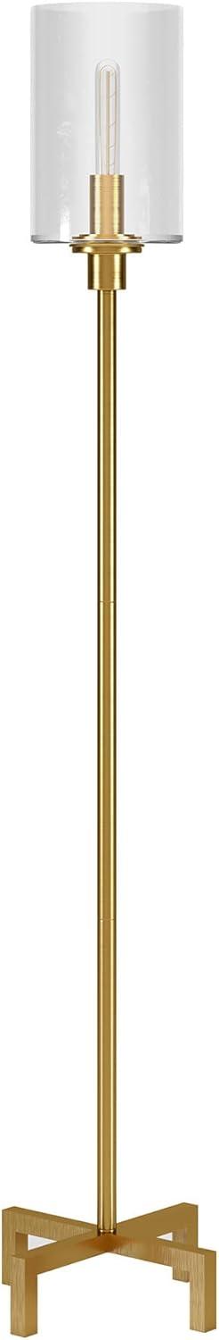 Brass and Clear Glass Minimalist Floor Lamp