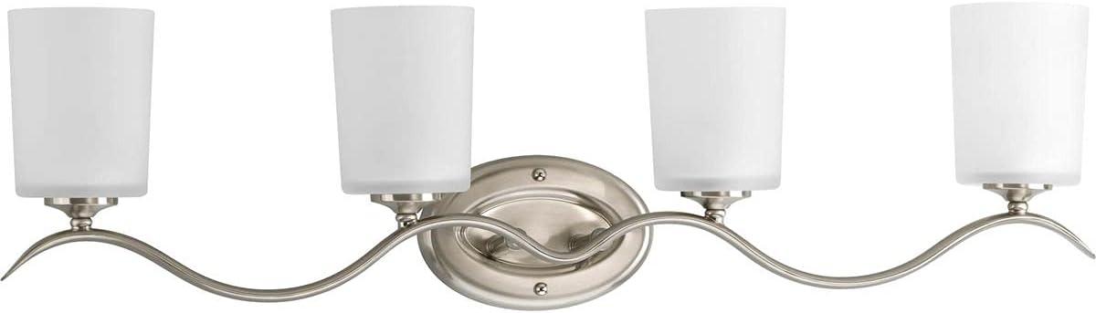 Progress Lighting Inspire 4-Light Wall Sconce, Brushed Nickel, Etched Glass Shades