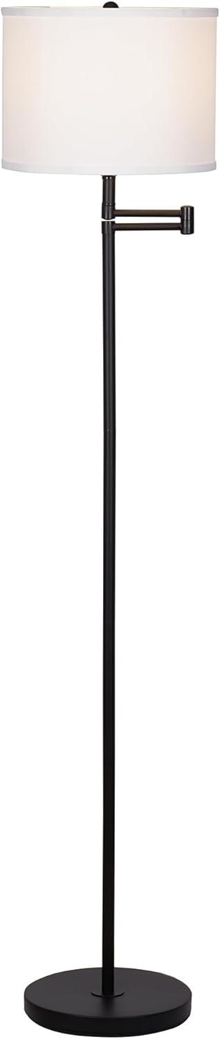 Cresswell Lighting 60" Swing Arm Floor Lamp Black: Linen Shade, Metal Body, UL Listed